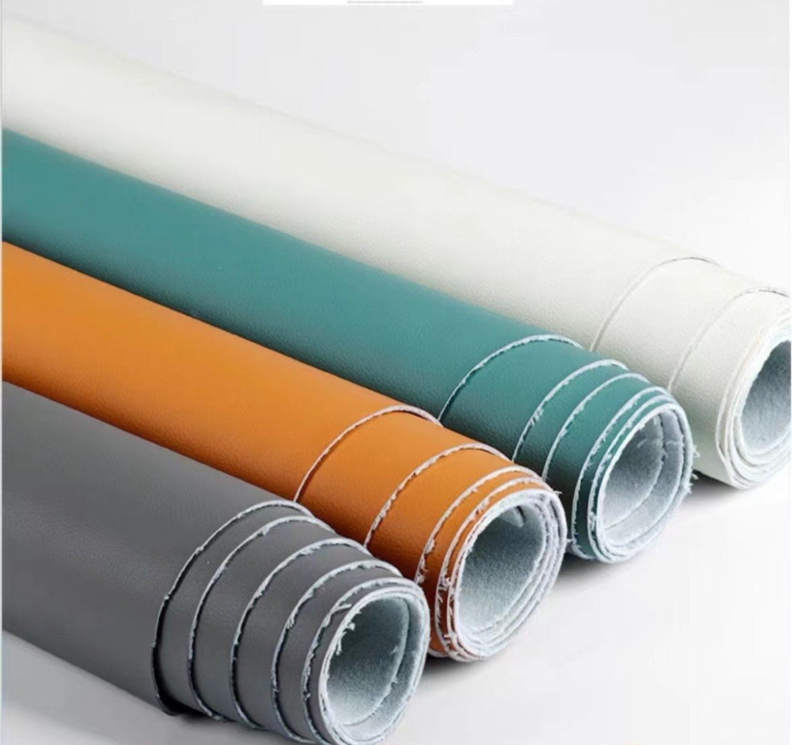 Silicone coated synthetic leather samples in different colors for premium leather applications