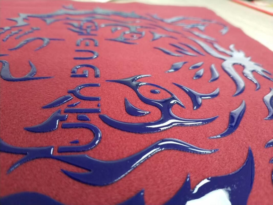 Raised silicone ink printing effect on textile fabric
