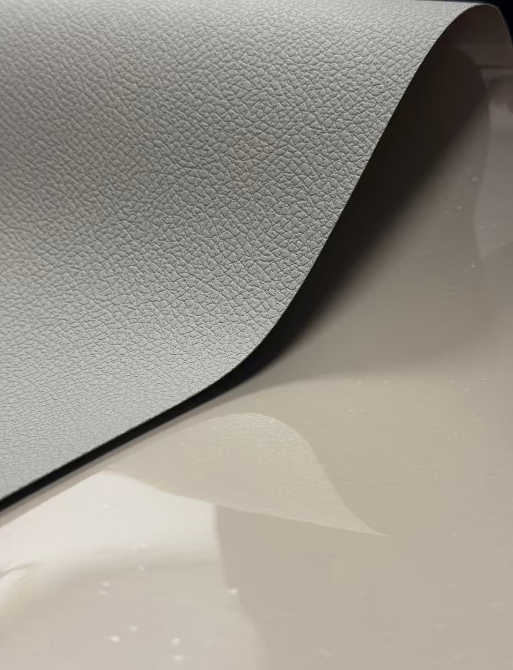 Finished silicone leather sample with textured surface